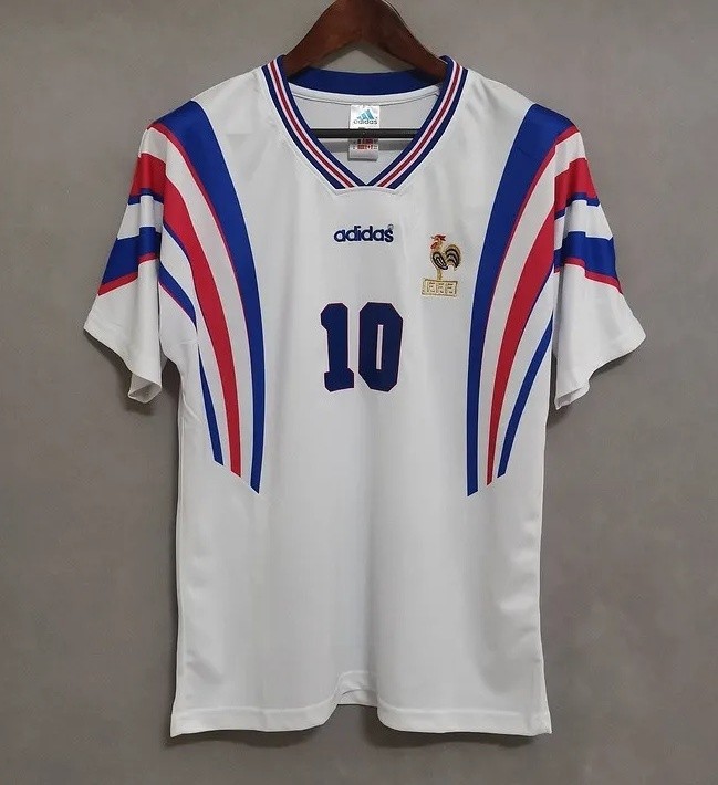 1996 ZIDANE #10 France Away White Retro Soccer Jersey