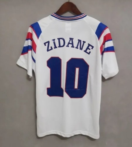 1996 ZIDANE #10 France Away White Retro Soccer Jersey