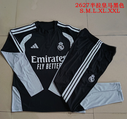 2026-27 Real Madrid Black Half Pull  Tracksuit(半拉链)