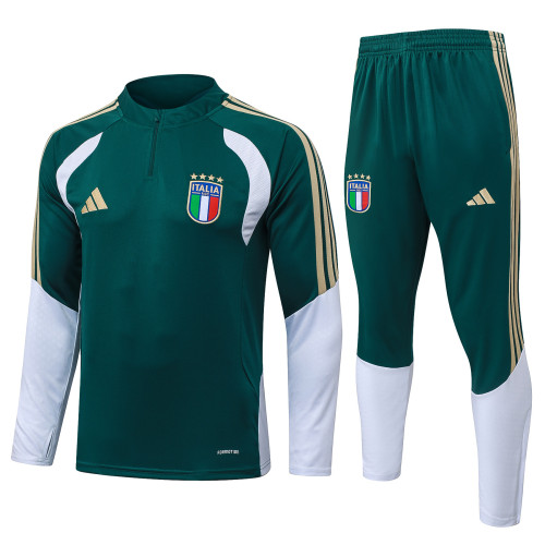 2026-27 Italy Dark Green Half Pull Tracksuit (半拉链)