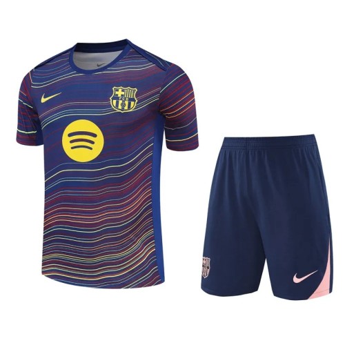 2025-26 Barcelonai Stripe Blue Training Short Suit