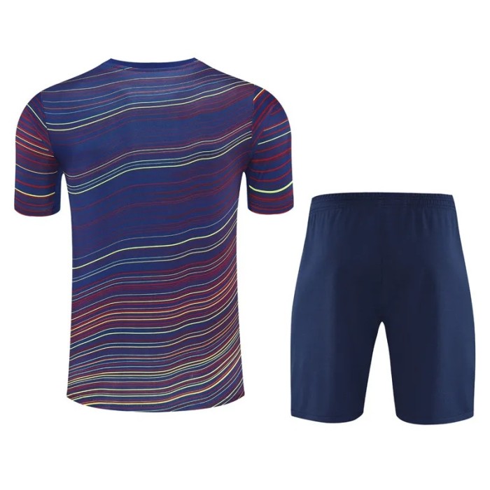 2025-26 Barcelonai Stripe Blue Training Short Suit