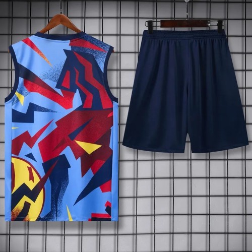 2025-26 Barcelona Light Blue Vest Training Short Suit