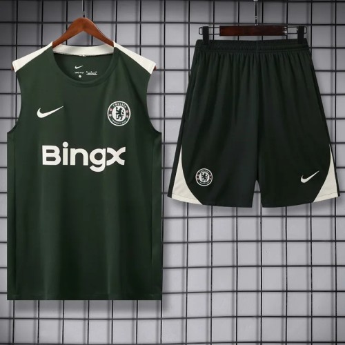 2025-26  Chelsea Dark Grey Vest Training Short Suit