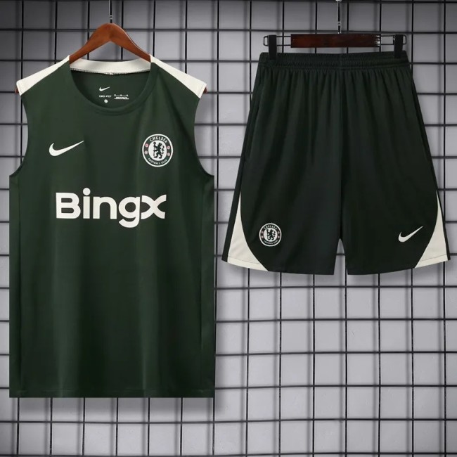 2025-26  Chelsea Dark Grey Vest Training Short Suit