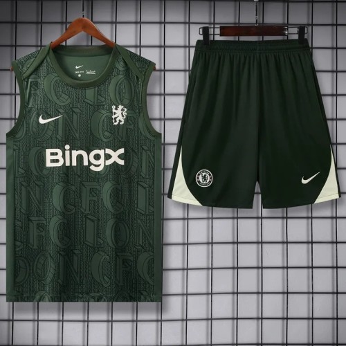 2025-26  Chelsea Dark Green Vest Training Short Suit