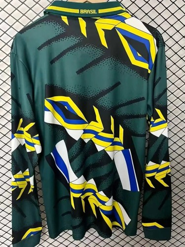 1994 Brazil Goalkeeper Green Long Retro Soccer Jersey