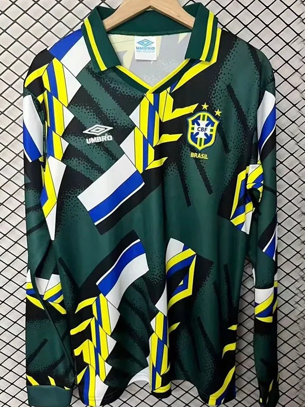 1994 Brazil Goalkeeper Green Long Retro Soccer Jersey