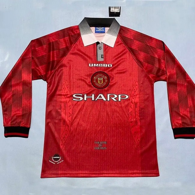 1996-1997 Manchester United Home Long Retro Soccer Jersey