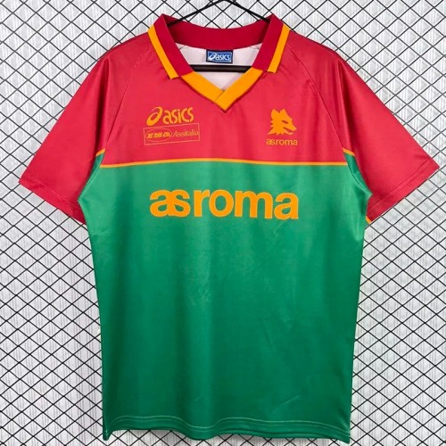1995-1996 Roma Retro Version Red-Green Soccer Jersey