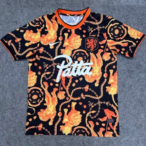 2026-27 Netherlands Orange and Black Co-branded Edition Soccer Jersey