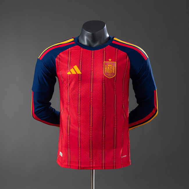 2026 Spain Home Long Sleeve Player Version Soccer Jersey