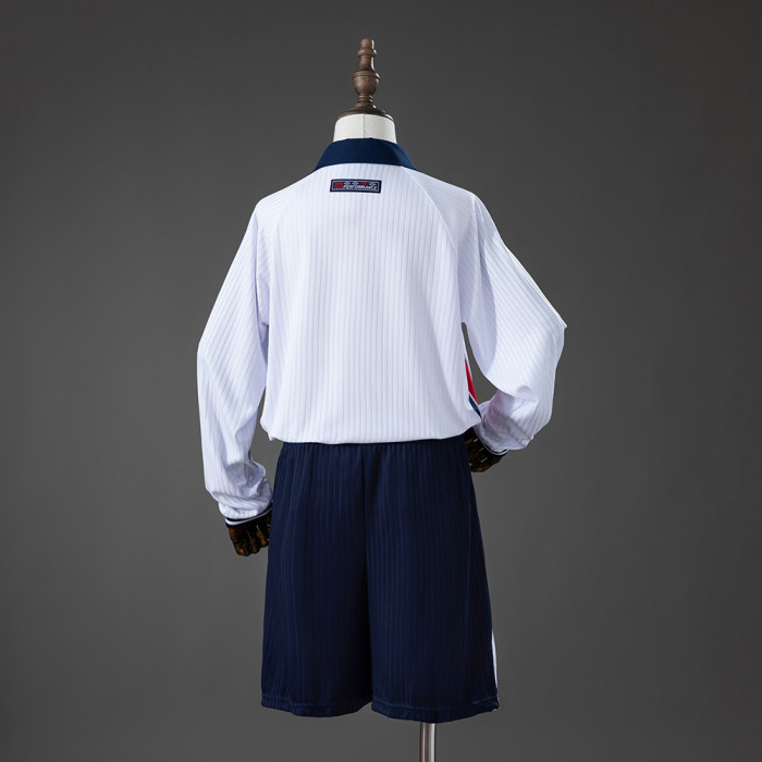 1998 England Home Retro Long-Sleeved Kids Kit Jersey