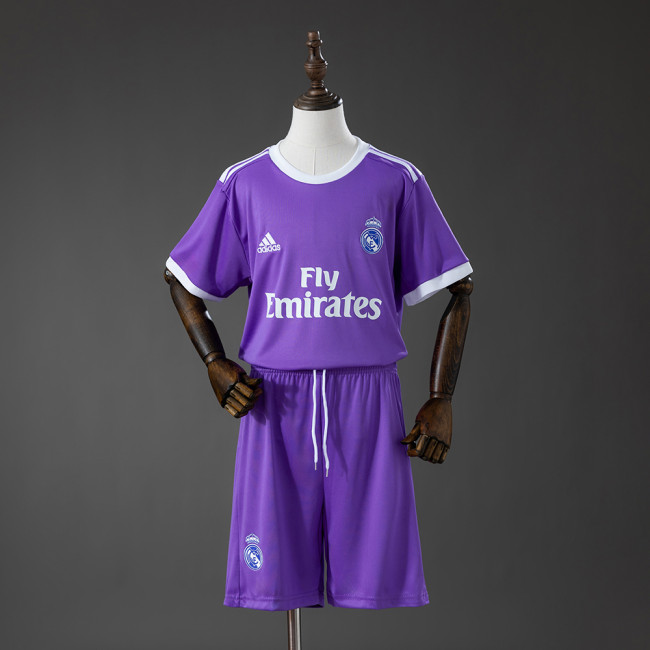 2016-17 Real Madrid Away Retro Kids Kit Jersey
