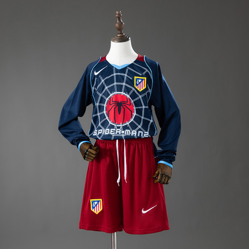 2004-05  Atletico Madrid Away Retro Long-Sleeve Kids Kit Jersey