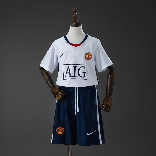 2008-2009 Manchester United Away Retro Kids Kit Jersey(League Edition)
