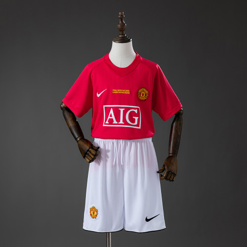 2007-2008 Manchester United Home Retro Kids Kit Jersey