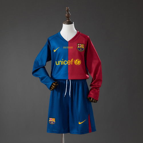 2008-09  Barcelona Home Retro Long Sleeve Kids Kit Jersey