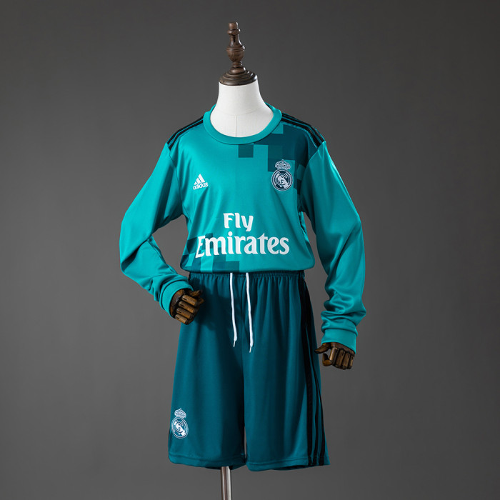 2017-18 Real Madrid Third Away Retro Long Sleeve Kids Kit Jersey