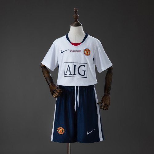 2008-2009 Manchester United Away Retro Kids Kit Jersey(UEFA Champions League)