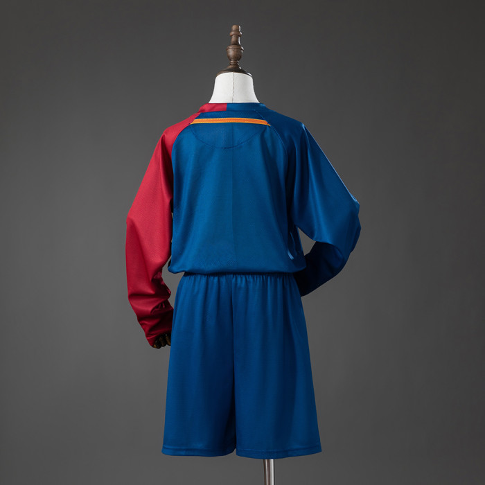 2008-09  Barcelona Home Retro Long Sleeve Kids Kit Jersey