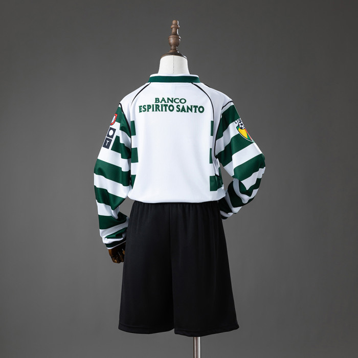2001-2002 Sporting Lisbon Home Retro Long-Sleeve Kids Kit Jersey