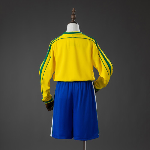1998 Brazil Home Retro Long Sleeve Kids Kit Jersey