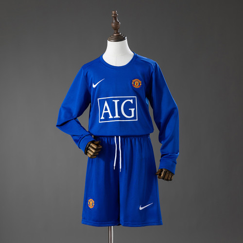 2008-09 Manchester United Third Away Retro Long Sleeve Kids Kit Jersey