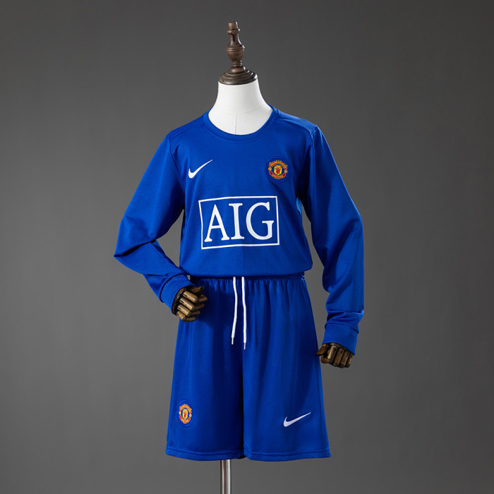 2008-09 Manchester United Third Away Retro Long Sleeve Kids Kit Jersey