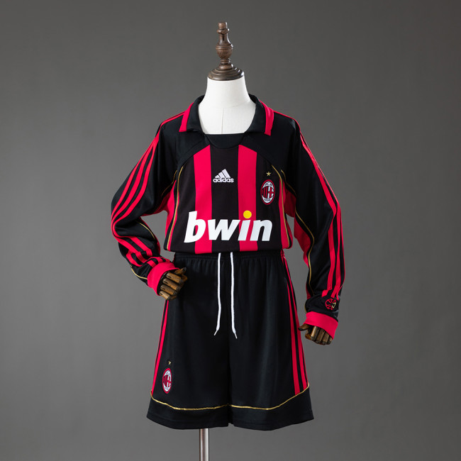 2006-2007 AC Milan Home Retro Long Sleeve Kids Kit Jersey