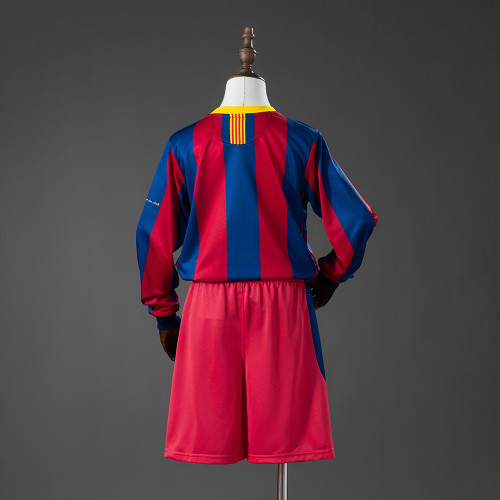2010-11  Barcelona Home Retro Long Sleeve Kids Kit Jersey