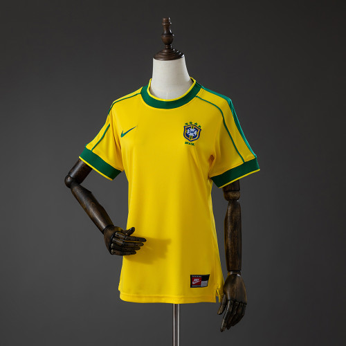 1998 Brazil Home Women Retro Soccer Jersey