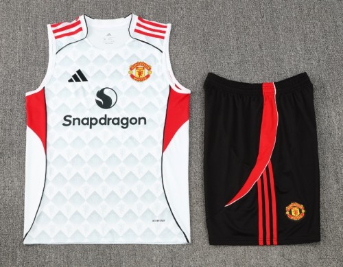 2025-26 Manchester United White Vest Training Short Suit