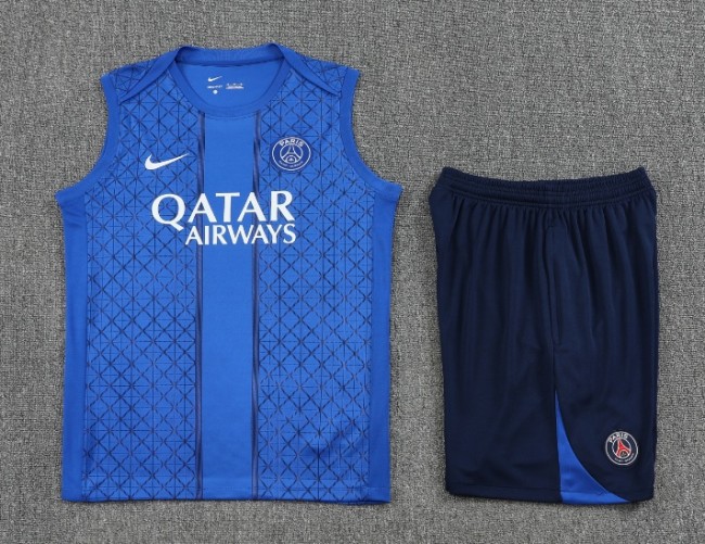 2025-26 PSG Blue Vest Training Short Suit