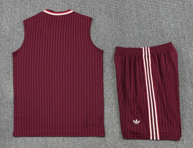 2025-26 Bayern Munich Wine Red Vest Training Short Suit