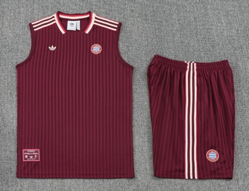 2025-26 Bayern Munich Wine Red Vest Training Short Suit