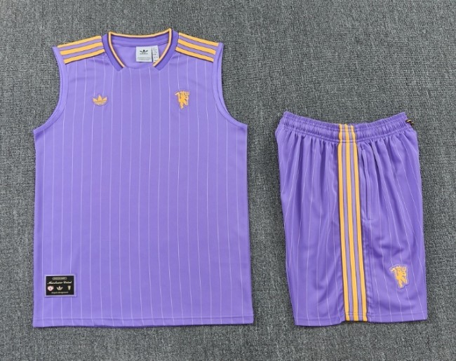 2025-26 Manchester United Purple Vest Training Short Suit