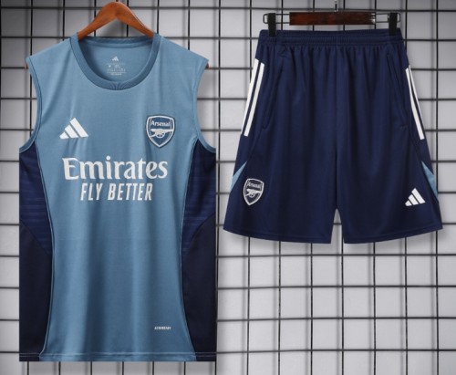 2025-26 Arsenal Light Gray-Blue Vest Training Short Set