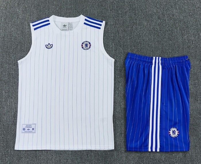 2025-26 Chelsea White Vest Training Short Suit