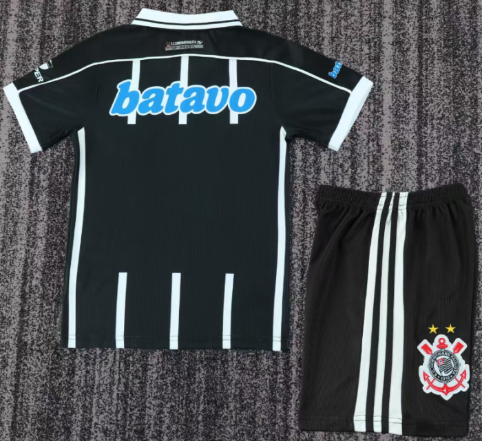 1999-2000 Corinthians Black Away Retro Kids Soccer Jersey