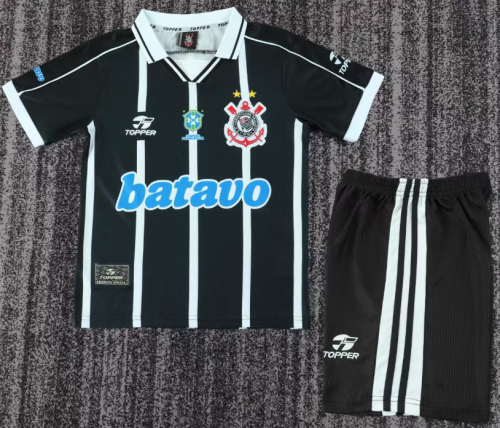 1999-2000 Corinthians Black Away Retro Kids Soccer Jersey