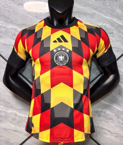 2026-27 Germany Special Edition Red, Yellow and Black Check Pattern Soccer Jersey