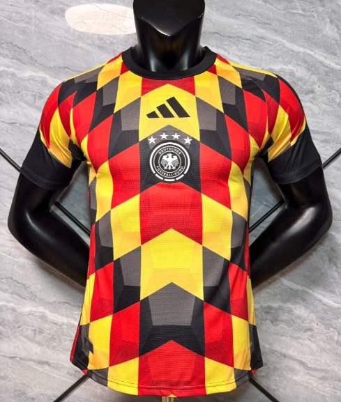 2026-27 Germany Special Edition Red, Yellow and Black Check Pattern Soccer Jersey