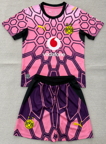 2026-27 Dortmund Pink Goalkeeper Kids Soccer Jersey