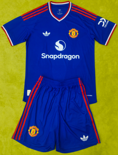 2026-27 Manchester United Blue Away Kids Kit Jersey
