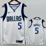 2022-23 Dallas Mavericks RUSSELL #5 White TopQuality Hot Pressing NBA Jersey(V领