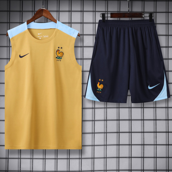 24-25 France Yellow Tank top and shorts suit