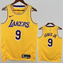 2022-23 Lakers JAMES JR. #9 Yellow Top Quality Hot Pressing NBA Jersey(圆领)