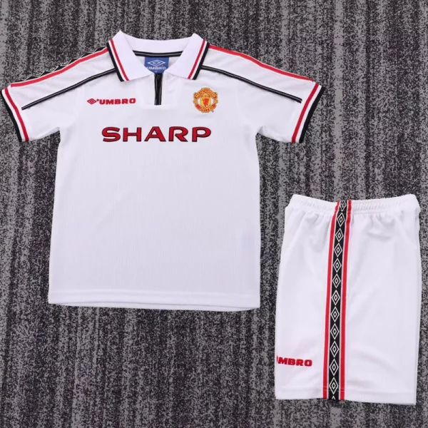 1998-1999 Man Utd White Kids Retro Soccer Jersey