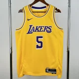 2022-23 Lakers AYTON #5 Yellow Top Quality HotPressing NBA Jersey(圆领）